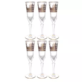 Набор хрустальных  фужеров для шампанского Art Deco` Coll.Orhidea на 6 персон